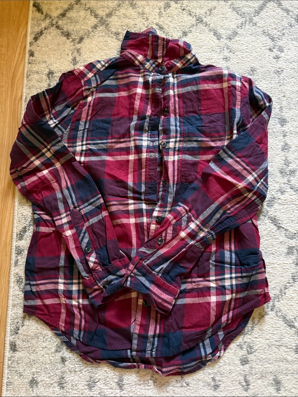 Classic Red & Navy Plaid Button-Up Shirt